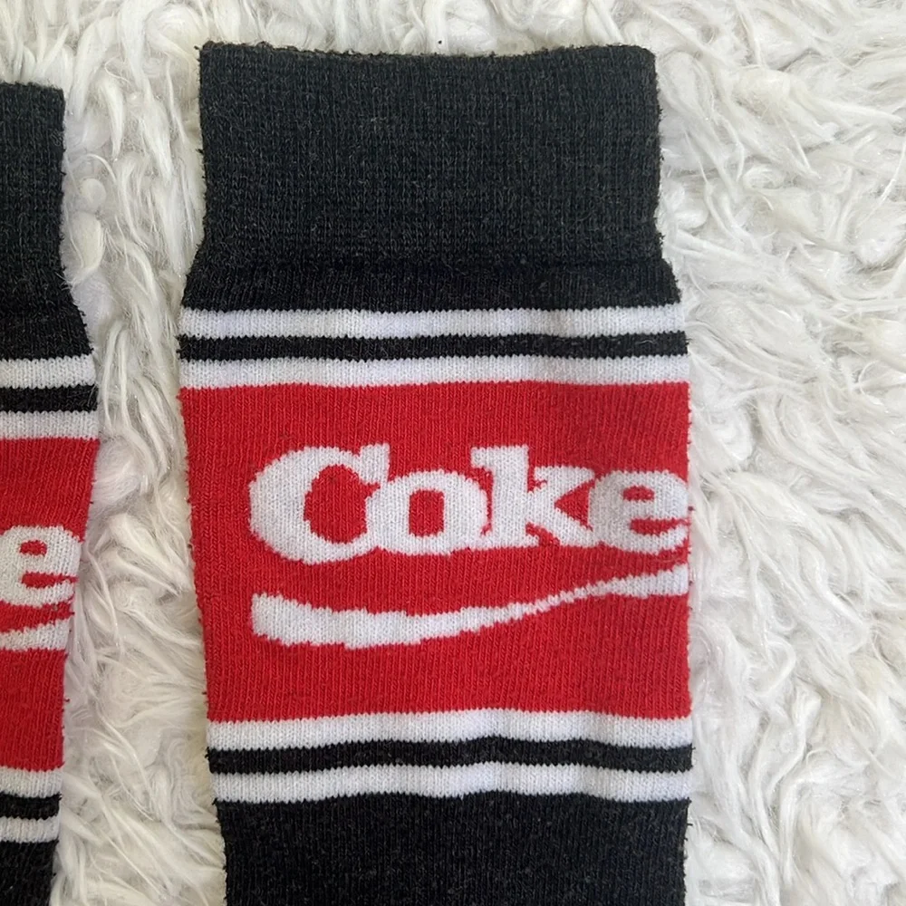 Coca-Cola Crew Socks Unisex Red Gray Black Loungewear Costume